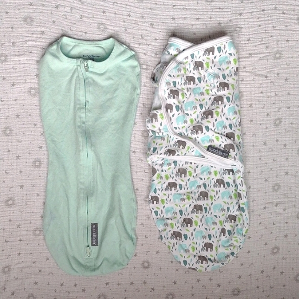 SwaddleMe Mint and Elephant Print Sleep Sacks